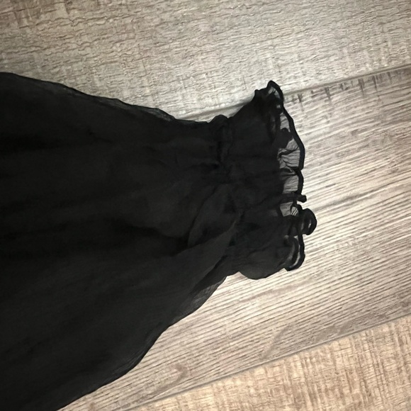 Vintage Black Sheer silk Tunic with Beaded Detail made in France Sz S - Picture 3 of 9